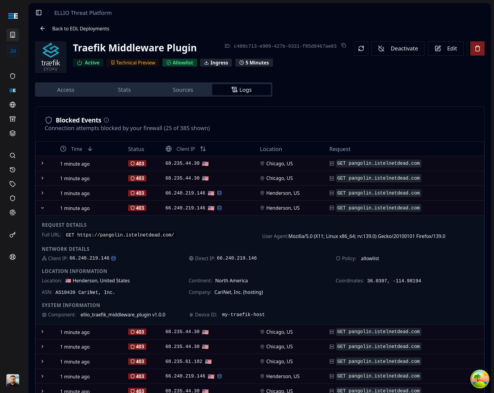 ELLIO Platform Logs